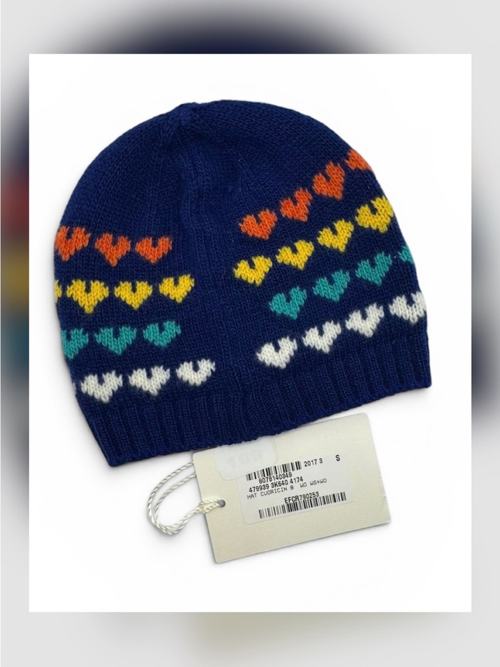 Gucci Kids Navy Heart Knit Beanie